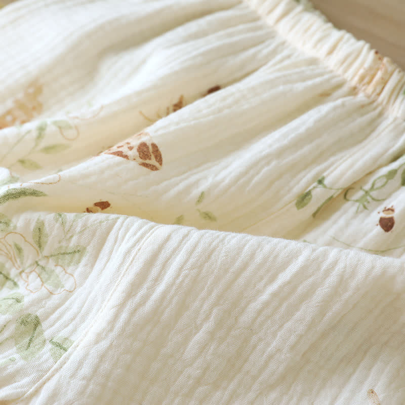 Ensemble pyjama en coton à motif papillon et feuille