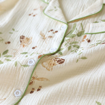 Ensemble pyjama en coton à motif papillon et feuille