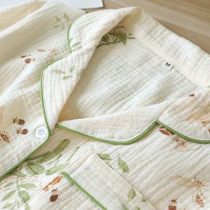 Ensemble pyjama en coton à motif papillon et feuille