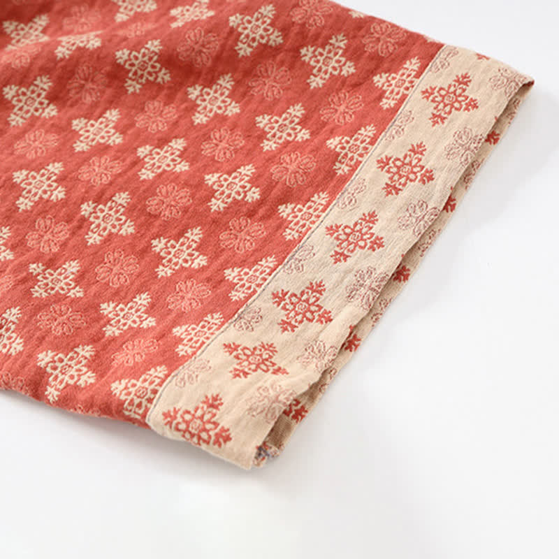 Kimono en coton géométrique rouge unisexe