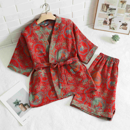 Vêtements de détente unisexes en coton à motif floral oriental