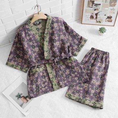 Kimono unisexe en coton avec motif de fleurs de cerisier