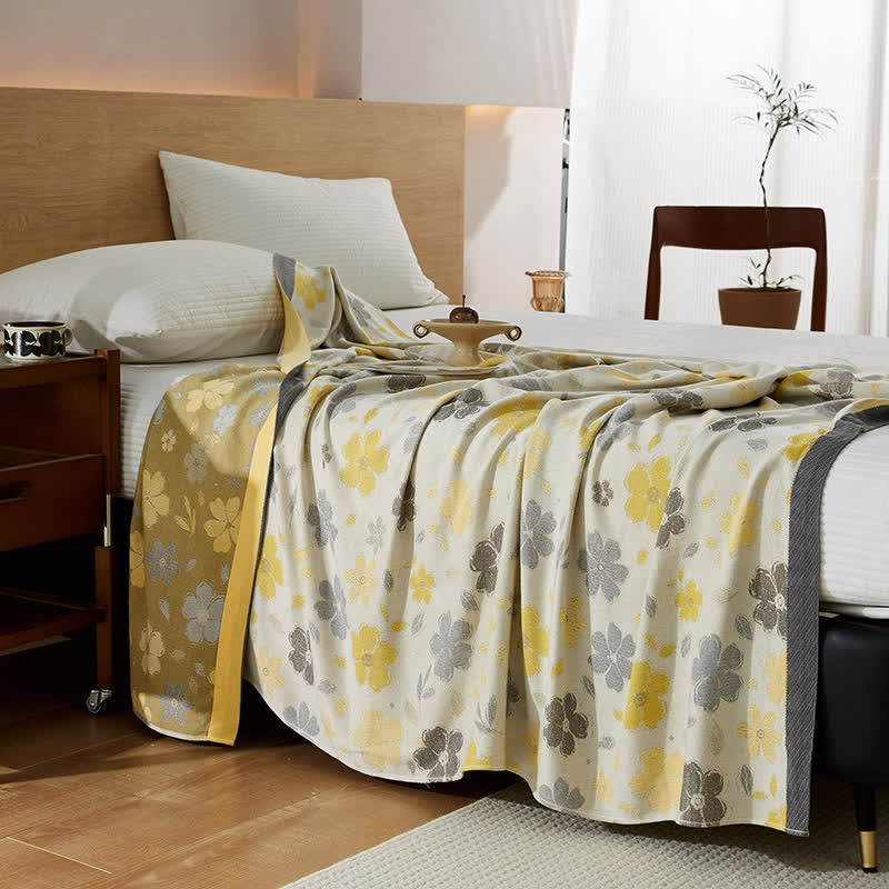 Couvre-lit rafraîchissant à imprimé fleur de pêcher