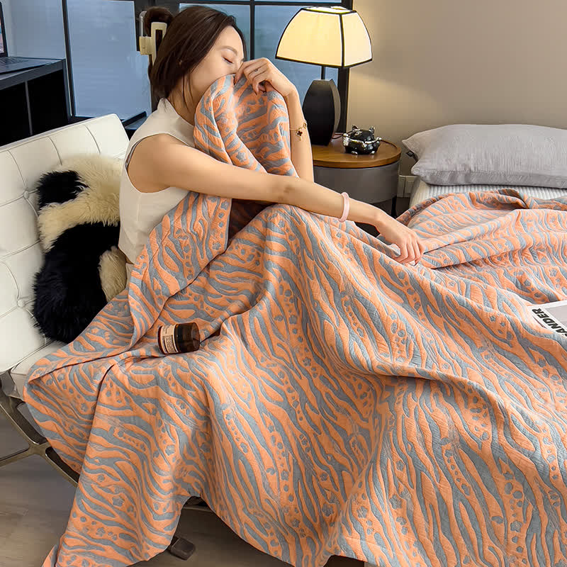 Couette en mousseline de coton à motif floral zébré