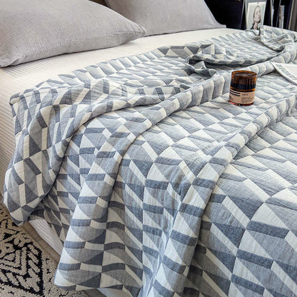 Couette en mousseline de coton à motif géométrique triangulaire