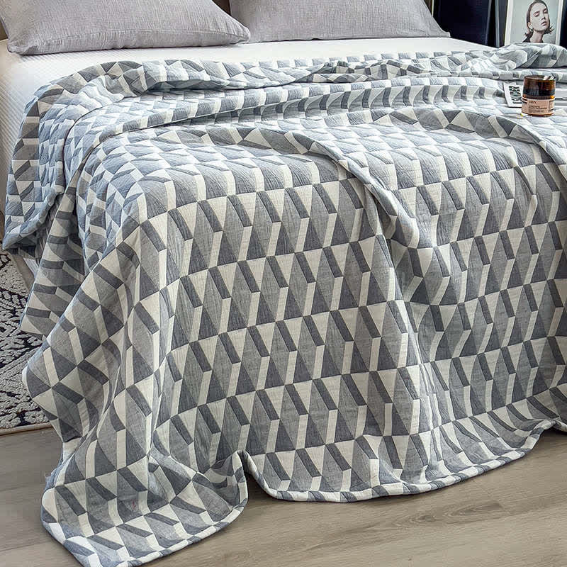 Couette en mousseline de coton à motif géométrique triangulaire