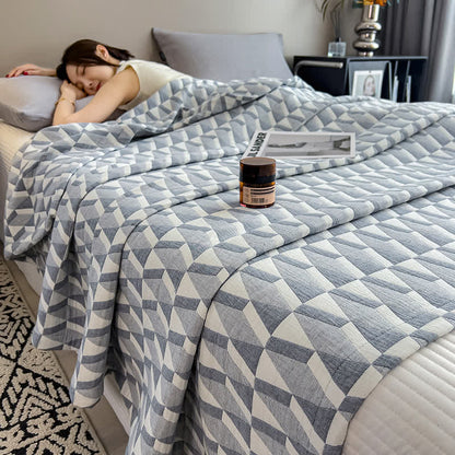 Couette en mousseline de coton à motif géométrique triangulaire