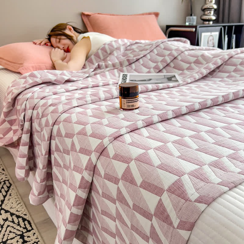 Couette en mousseline de coton à motif géométrique triangulaire
