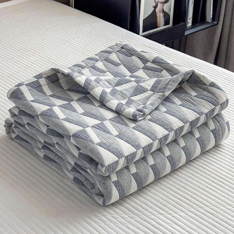 Couette en mousseline de coton à motif géométrique triangulaire