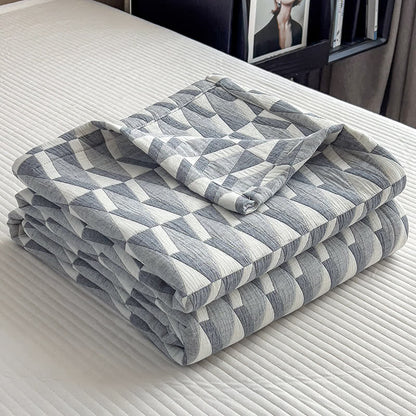 Couette en mousseline de coton à motif géométrique triangulaire