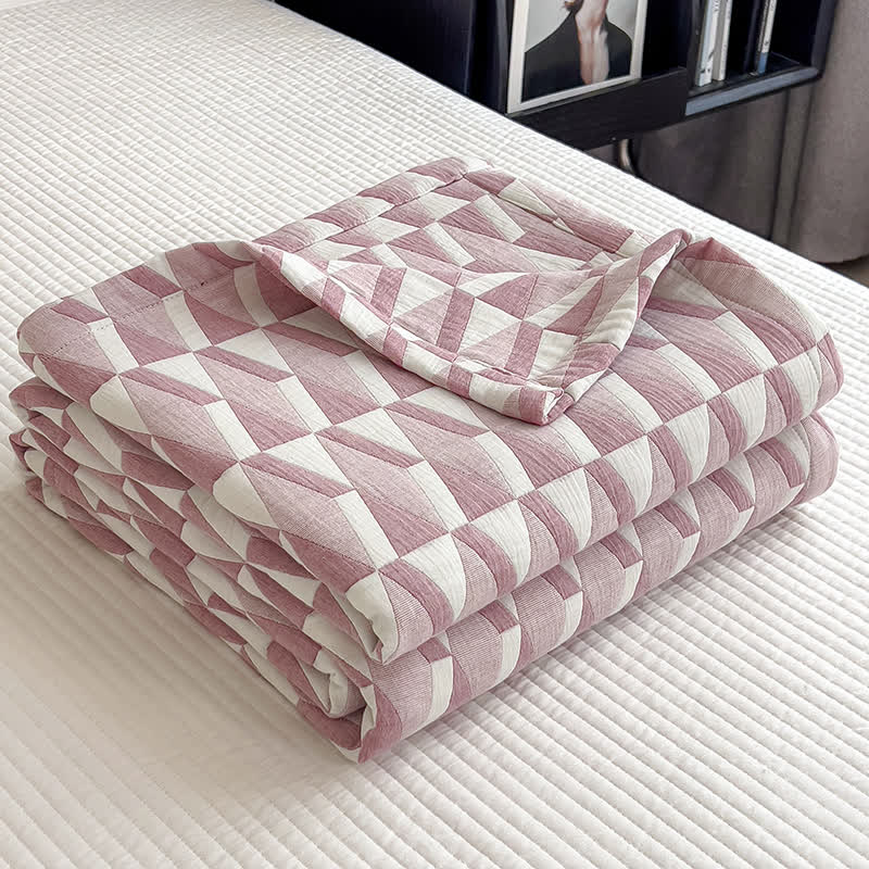 Couette en mousseline de coton à motif géométrique triangulaire
