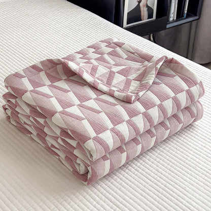 Couette en mousseline de coton à motif géométrique triangulaire