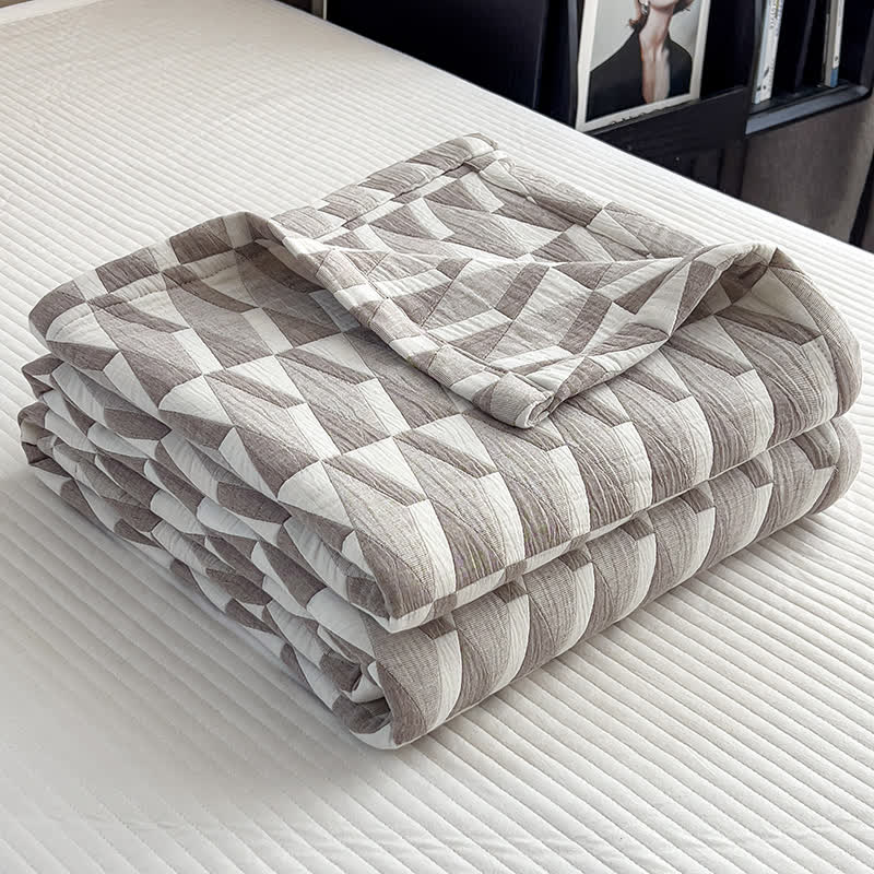 Couette en mousseline de coton à motif géométrique triangulaire