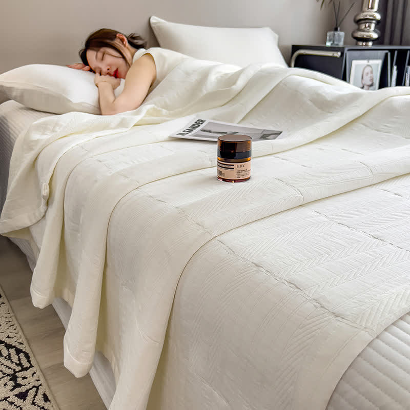 Couette en mousseline de coton avec motif à rayures minimalistes