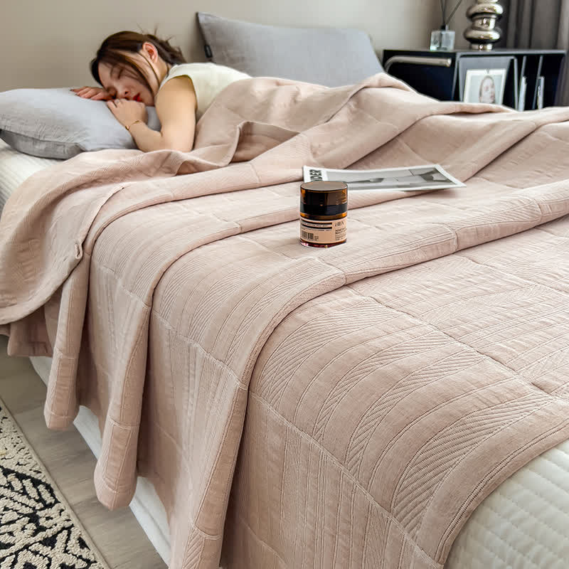 Couette en mousseline de coton avec motif à rayures minimalistes