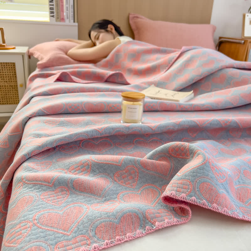 Couette en mousseline de pur coton avec imprimé amour
