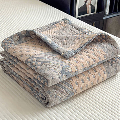 Couette patchwork en mousseline de coton à motif cachemire géométrique