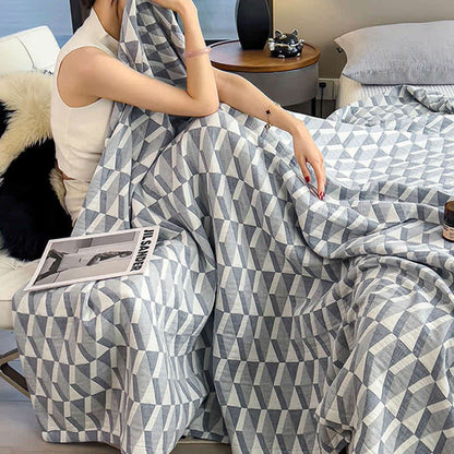Couette en mousseline de coton à motif géométrique triangulaire
