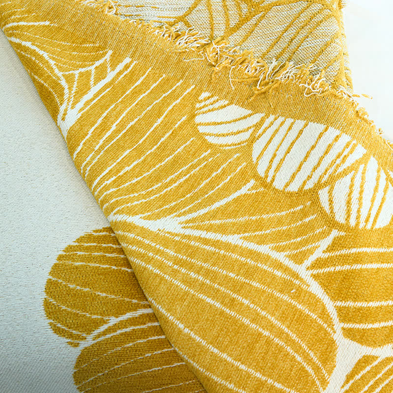 Couverture en chenille jacquard Daisy avec pompons