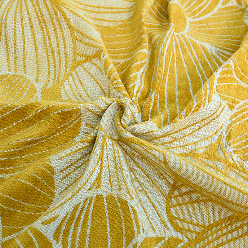 Couverture en chenille jacquard Daisy avec pompons