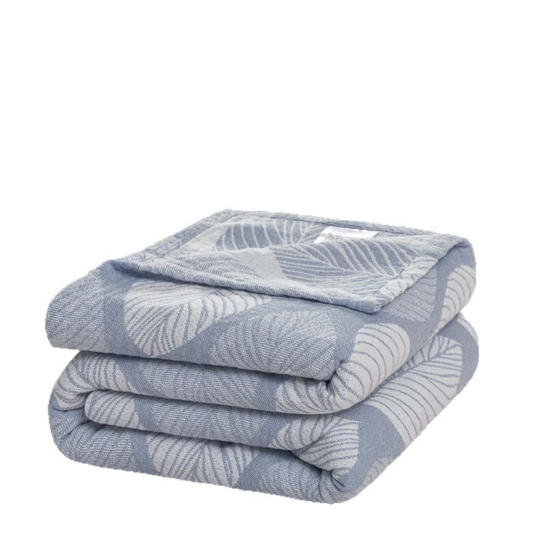 Couette jacquard en gaze de coton à motif de feuilles