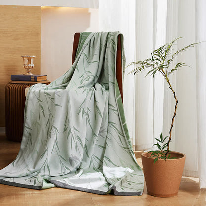 Couvre-lit rafraîchissant avec imprimé bambou vert