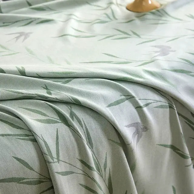 Couvre-lit rafraîchissant avec imprimé bambou vert