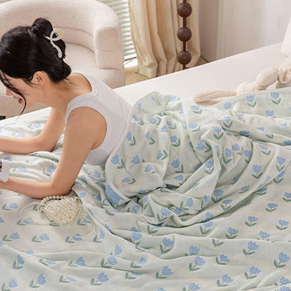 Couette réversible en gaze de coton « Tulipe »