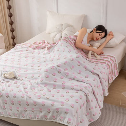 Couette réversible en gaze de coton « Tulipe »