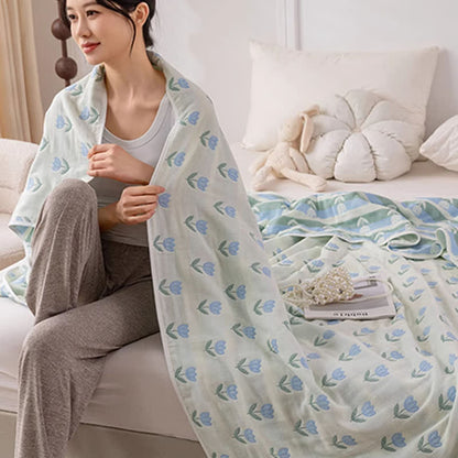 Couette réversible en gaze de coton « Tulipe »
