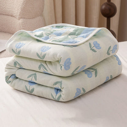 Couette réversible en gaze de coton « Tulipe »