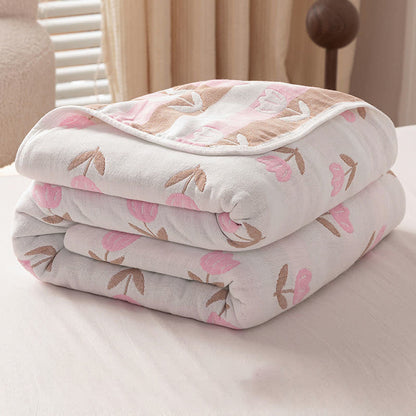 Couette réversible en gaze de coton « Tulipe »