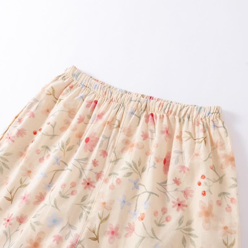 Ensemble pyjama en coton fleuri avec short caraco
