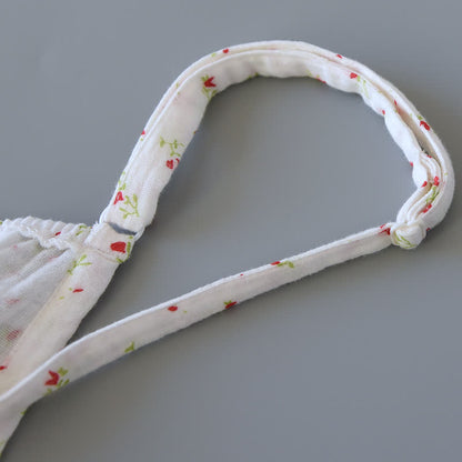 Chemise de nuit caraco en gaze de coton rouge à motif floral