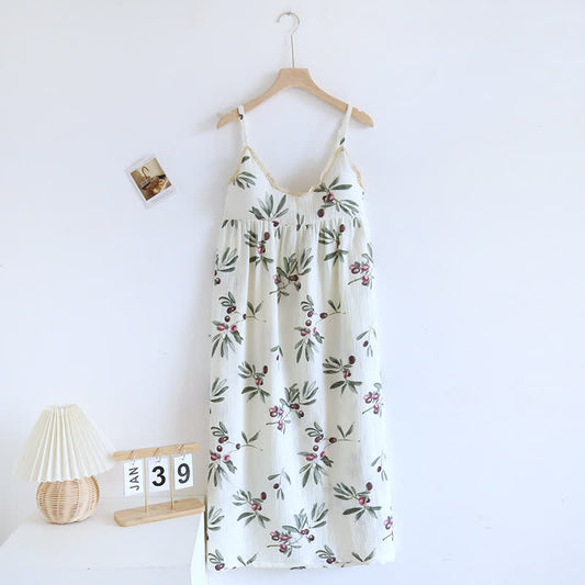 Chemise de nuit caraco en coton rembourré violet-prune