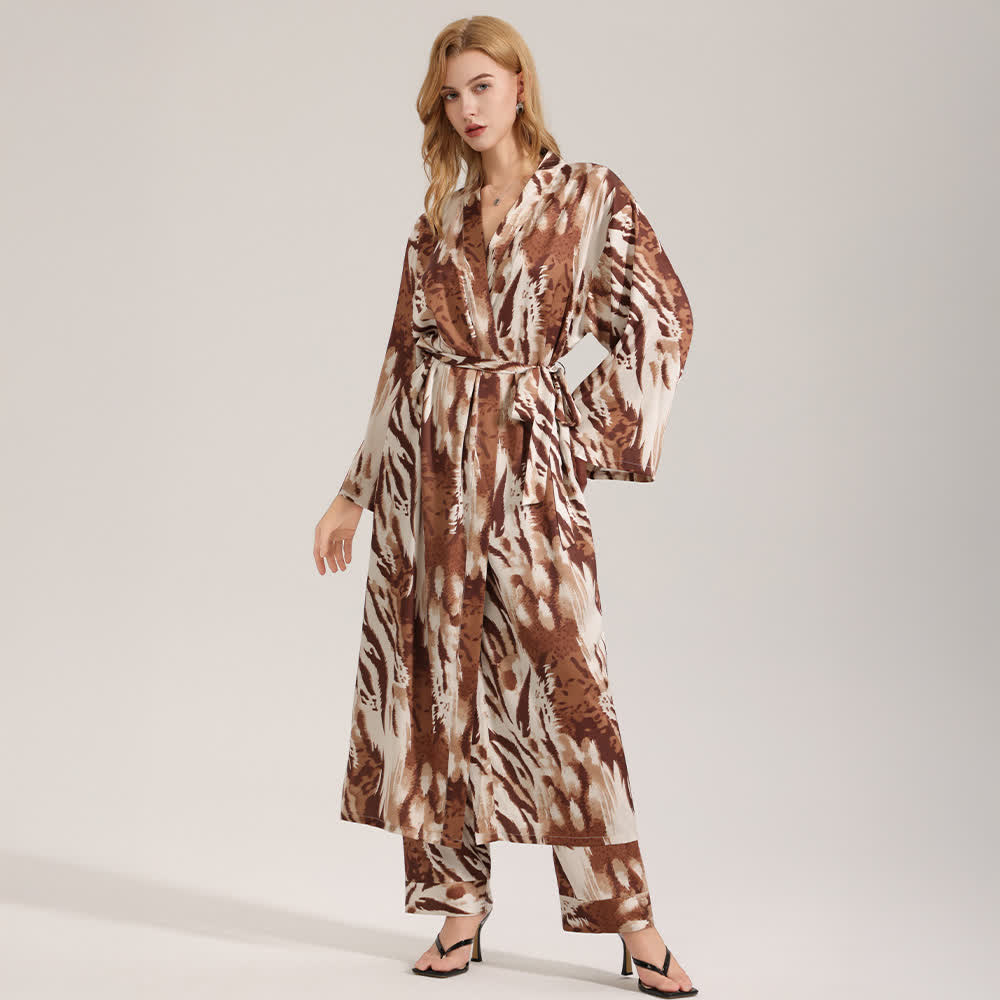 Peignoir kimono moderne à imprimé léopard