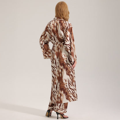 Peignoir kimono moderne à imprimé léopard
