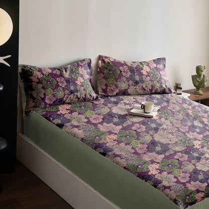 Drap-housse en coton jacquard à motif fleur de pêcher - image 1