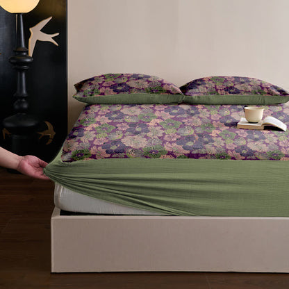 Drap-housse en coton jacquard à motif fleur de pêcher - image 2
