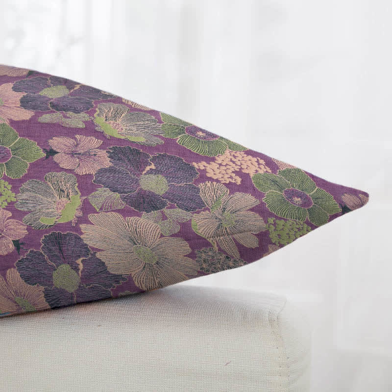 Taies d'oreiller carrées en coton jacquard motif fleur de pêcher (2 pièces) - image 2