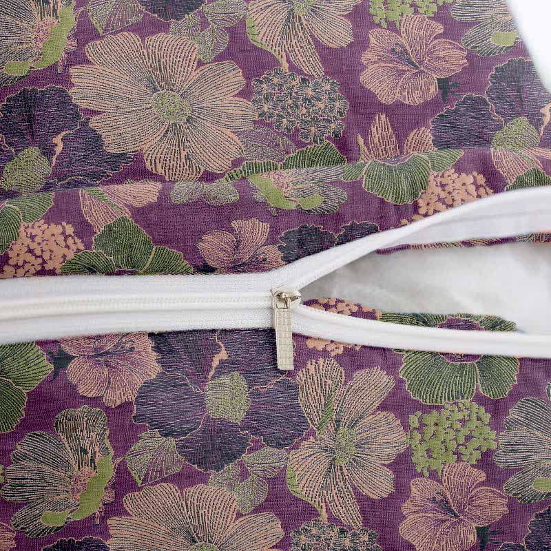 Taies d'oreiller carrées en coton jacquard motif fleur de pêcher (2 pièces) - image 3