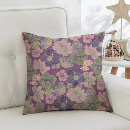 Taies d'oreiller carrées en coton jacquard motif fleur de pêcher (2 pièces) - image 1