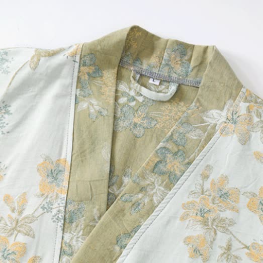 Peignoir unisexe en gaze de coton fleur de pêcher