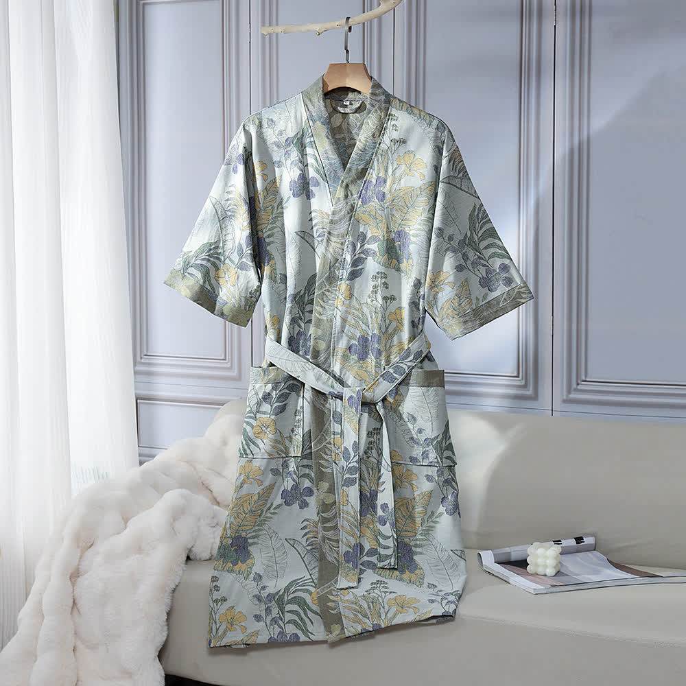 Peignoir unisexe en coton à imprimé floral Duranta