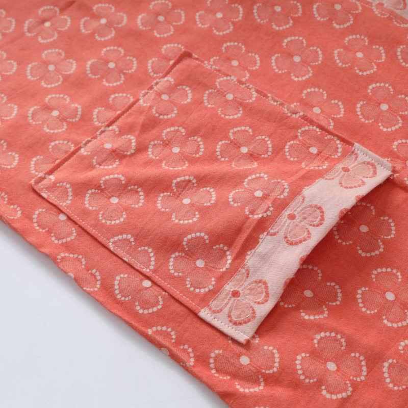 Peignoir kimono en gaze de coton avec trèfle à quatre feuilles