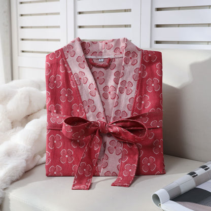 Peignoir kimono en gaze de coton avec trèfle à quatre feuilles