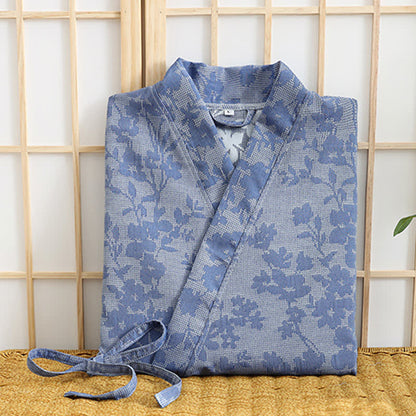 Peignoir kimono discret à motif floral et poche - image 5