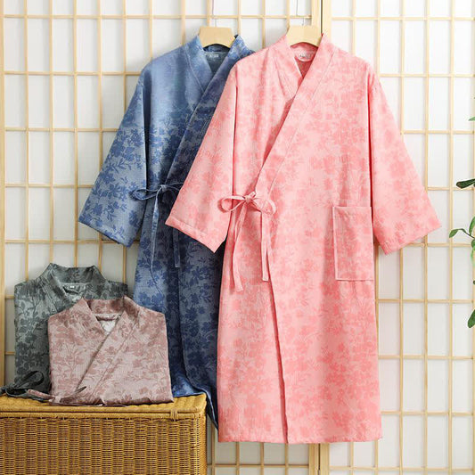 Peignoir kimono discret à motif floral et poche - image 0