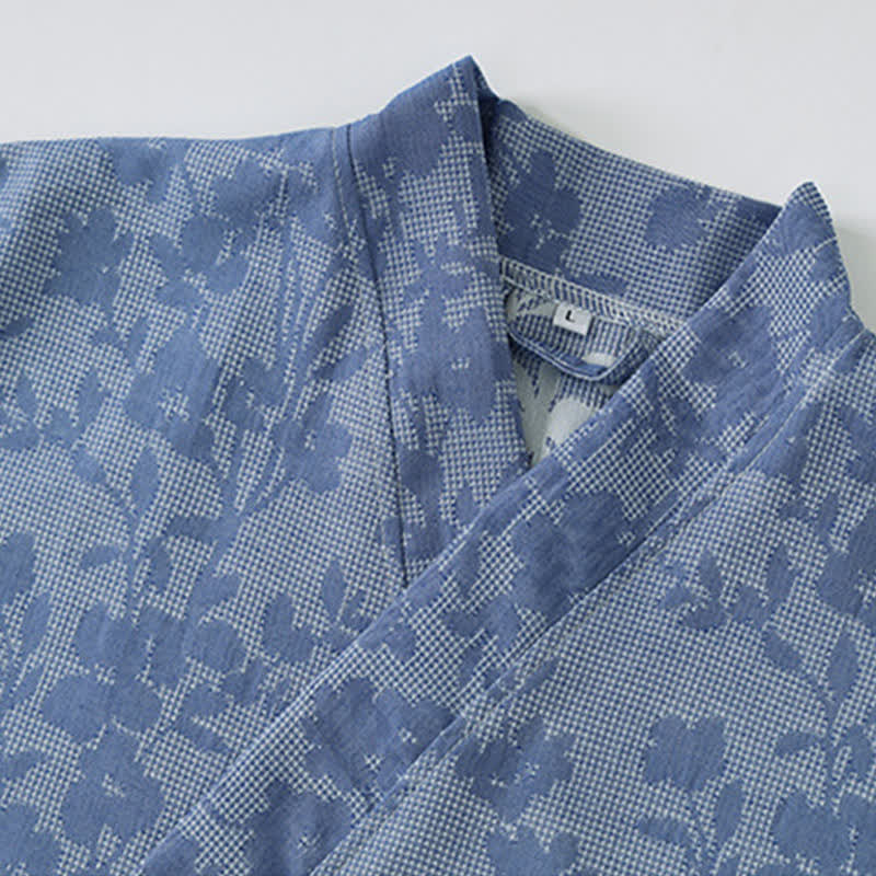 Peignoir kimono discret à motif floral et poche - image 6