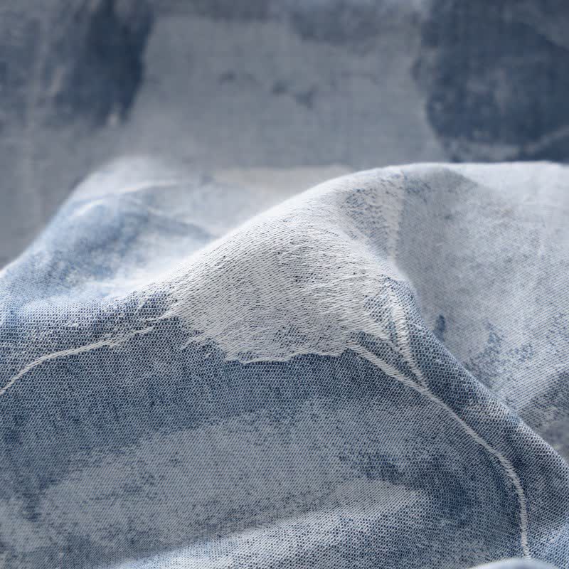 Peignoir unisexe en gaze de coton à motif floral, bleu
